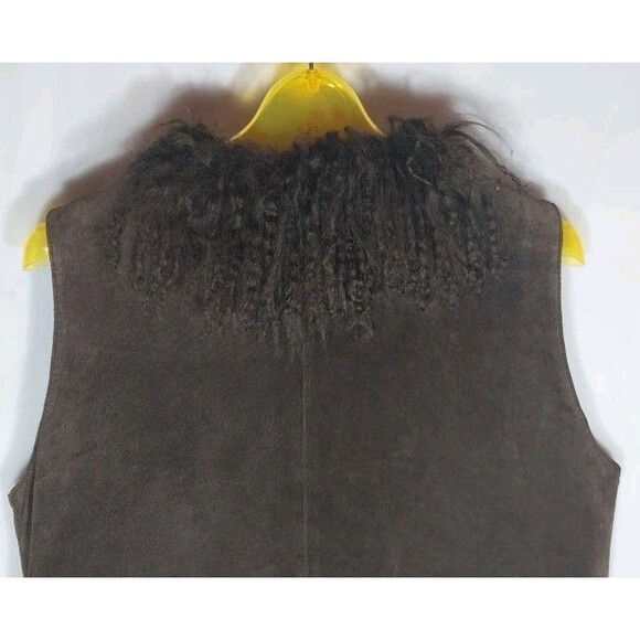 Etam Suede Vest Eur 42 (US 12) Embroidered Fur Trim Boho Hippie Cowgirl Western - Picture 8 of 14